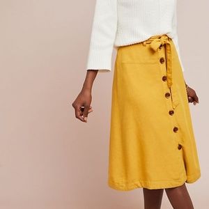 Anthropologie Yellow Button Down Chino Skirt